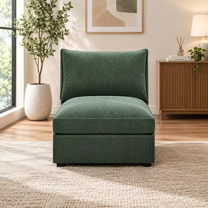 Armless Chair With Design For Living Room - Dark Green