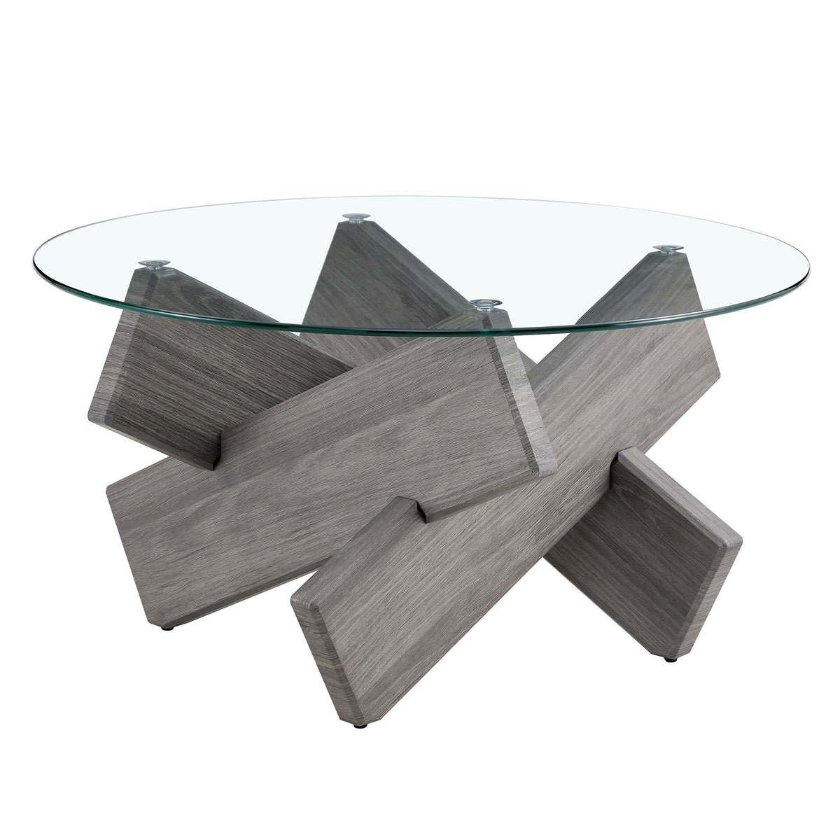Modern Round Glass Coffee Table With Tempered Glass