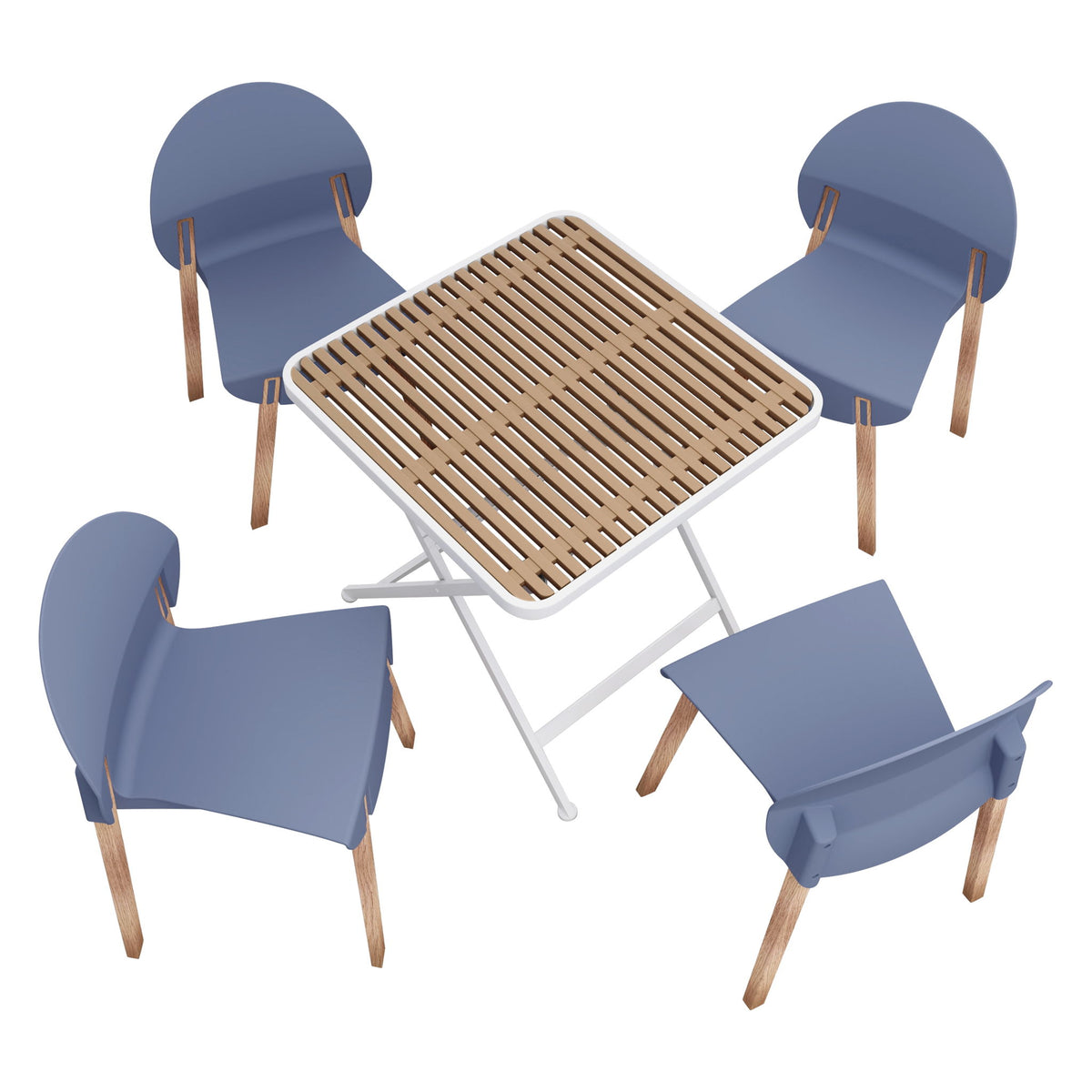 4 Piece Set Of Single Chairs With A Folding Square Table
