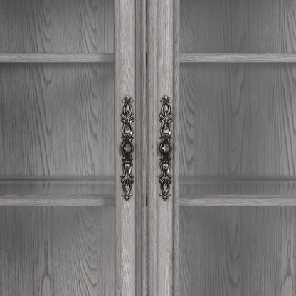 Glenmore - Curio Top With 2 LED Lights - Aged Gray