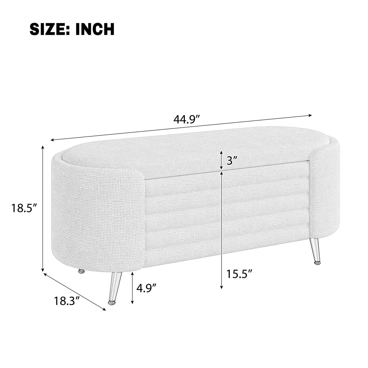 Modern Oval Storage Ottoman With Upholstery