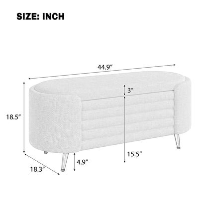 Modern Oval Storage Ottoman With Upholstery