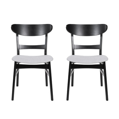 Mid Century Dining Chairs With Cushioned Seats And Wood Frame (Set of 2)