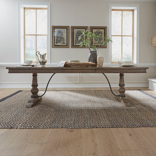 Americana Farmhouse - Trestle Table - Light Brown