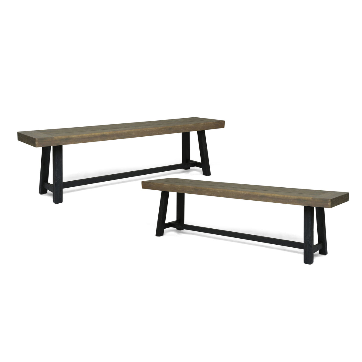 Cloud - Outdoor Bench With Acacia Wood Frame And Slat Panel Design