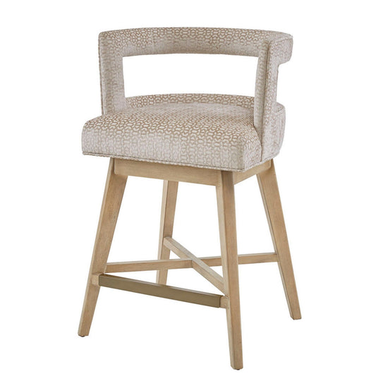 Design Swivel Counter Stool With Low Back Support - Cream
