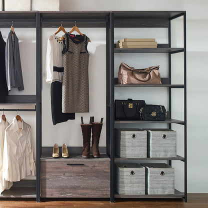 Monica - Walk-In Closet System, Modular Design - Rustic