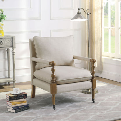 Accent Chair With Turned Legs - Beige