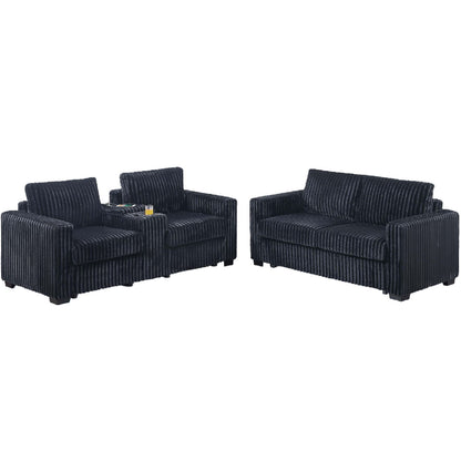 Modern Style 2 Piece Sofa Set With Cup Holders & Charging Port