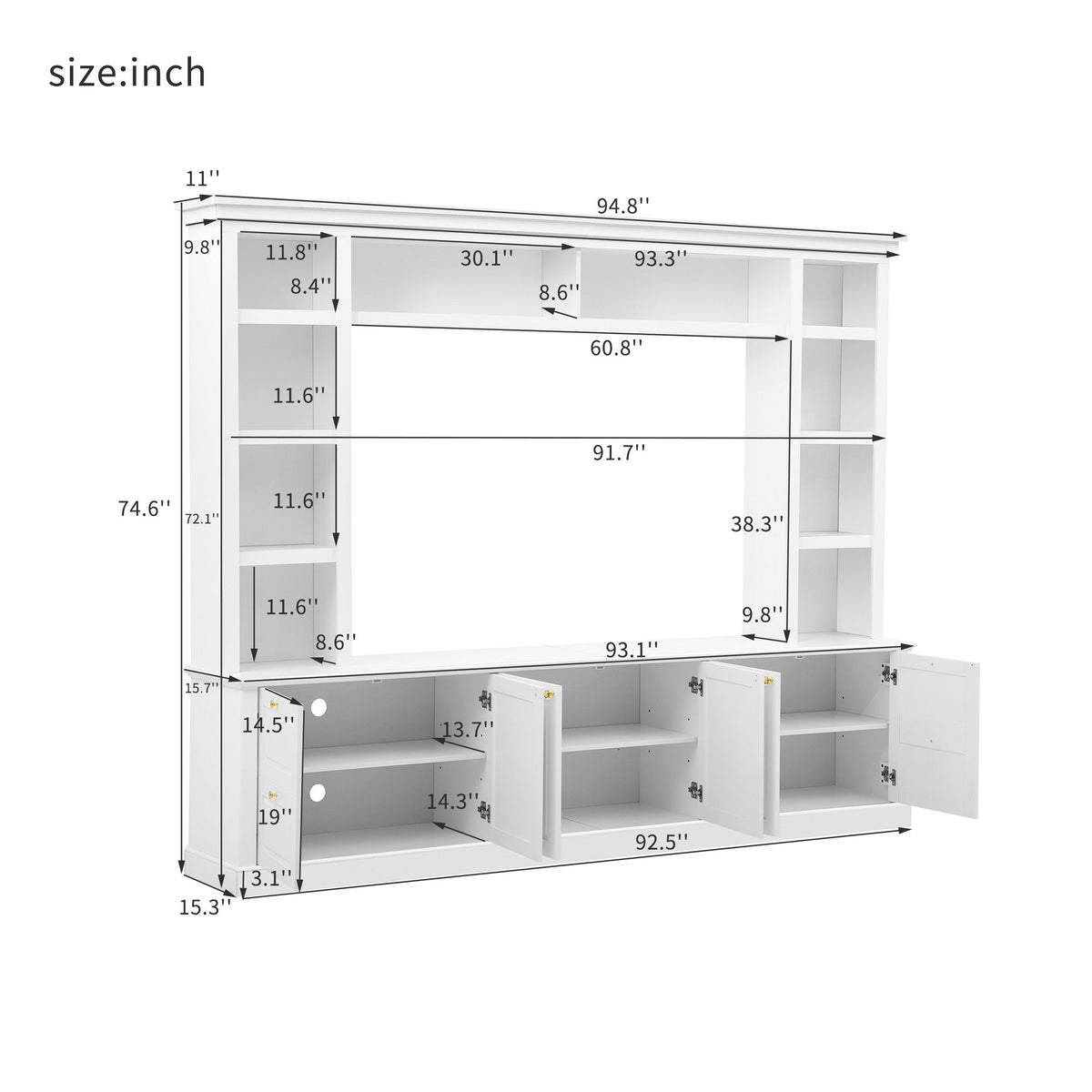 All-In-One TV Stand With Bookcase For TVs Up To 70"