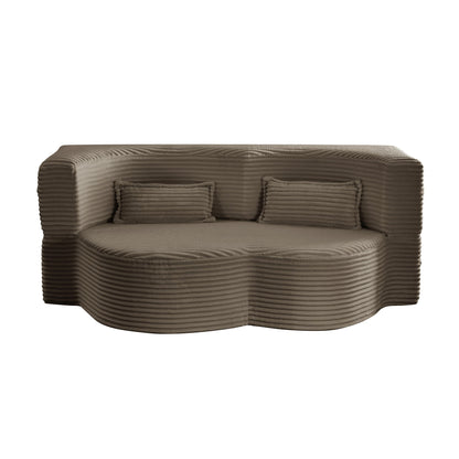 Floor Convertible Sleeper Sofa Bed With 2 Pillows