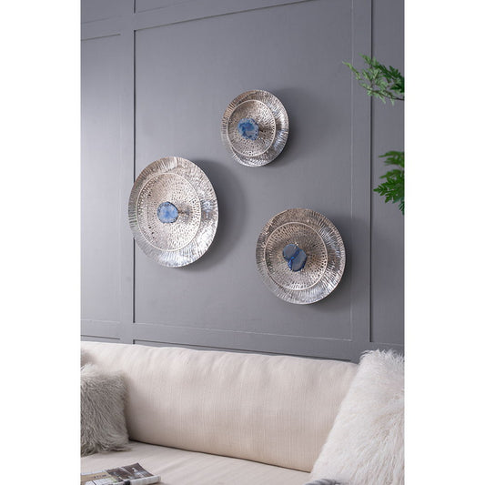 Textured Oversized Disc, Wall Decor For Living Room (Set of 3) - Multicolor