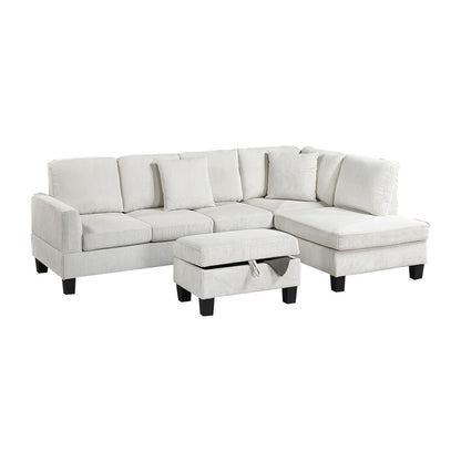 Sectional Sofa With Storage Ottoman And Pillows