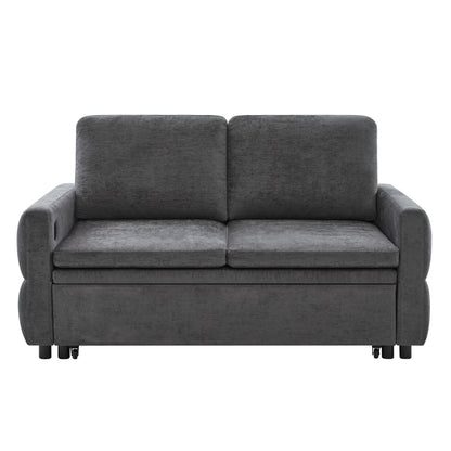 Convertible Sofa Bed Loveseat With Adjustable Backrest And USB Ports
