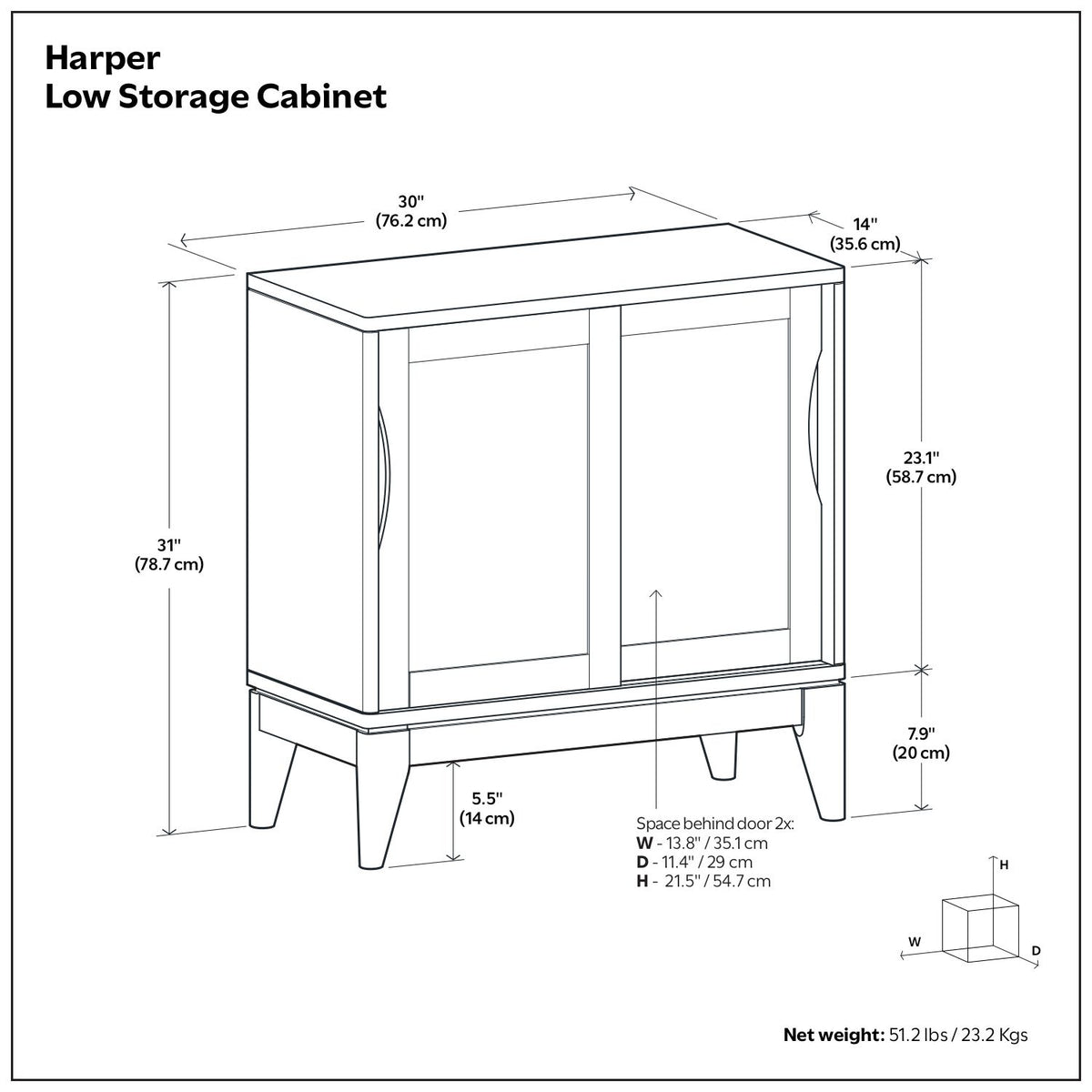 Harper - Low Storage Cabinet - Black