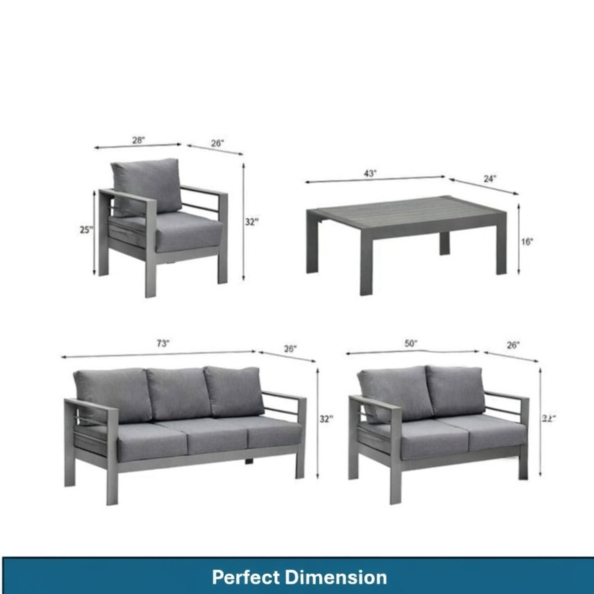 Outdoor Patio Set, All-Weather & Thick Cushions