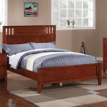 Simple Frame With Headboard And Vertical Carved Design