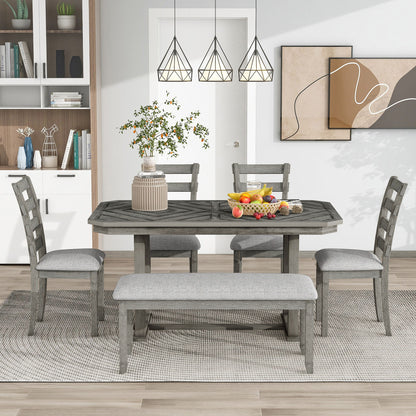 6 Piece Dining Table Set With Ergonomic Seating