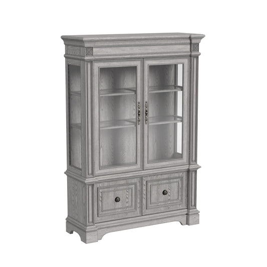 Glenmore - Curio Top With 2 LED Lights - Aged Gray