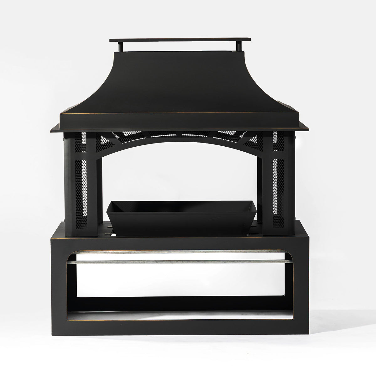 Fireplace, 50000 Btu Fire Pit, Wood Burning Chimney For Outside - Black