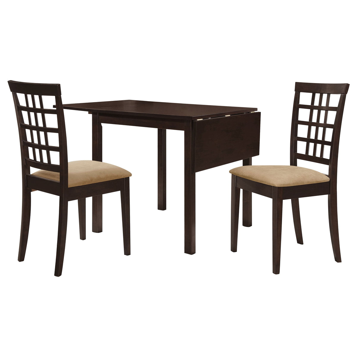 Vanetta - 3 Piece Dining Set With Drop Leaf Table And Chairs - Cappuccino