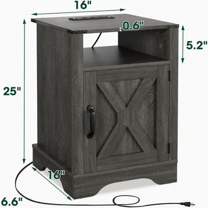 Farmhouse Nightstand, Charging Station & Storage