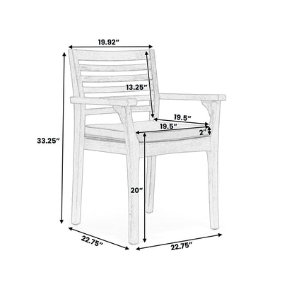 Outdoor Dining Chair With Slat Back And Acacia Wood Frame (Set of 2) - Gray