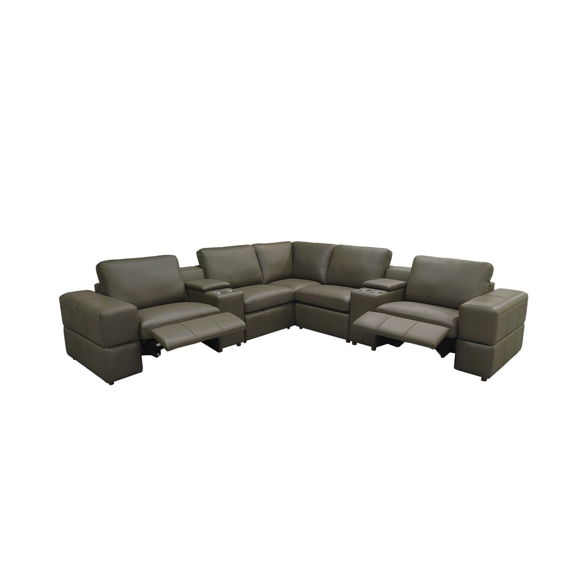 Upholstered Large Arms Sectional With Recliner Seats