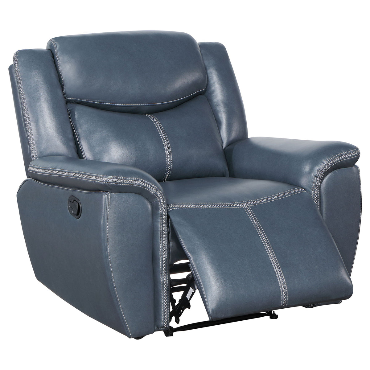 Brier - Upholstered Padded Arm Recliner Chair With Manual Recline And Pillowtop Arms - Blue