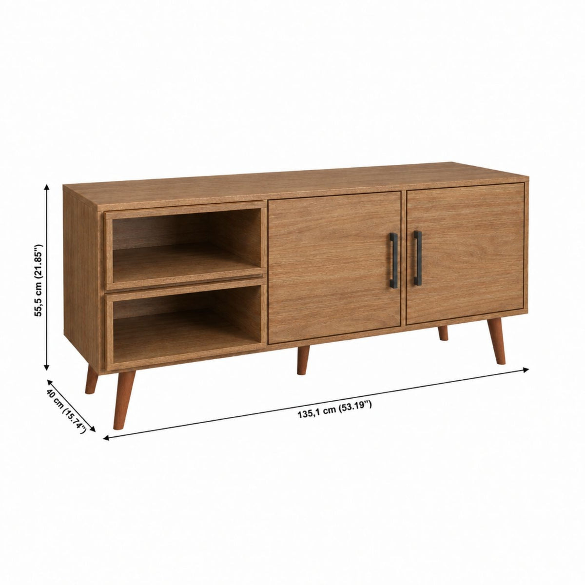 TV Stand For TVs Up To 60" With 2 Doors And 2 Open Shelves