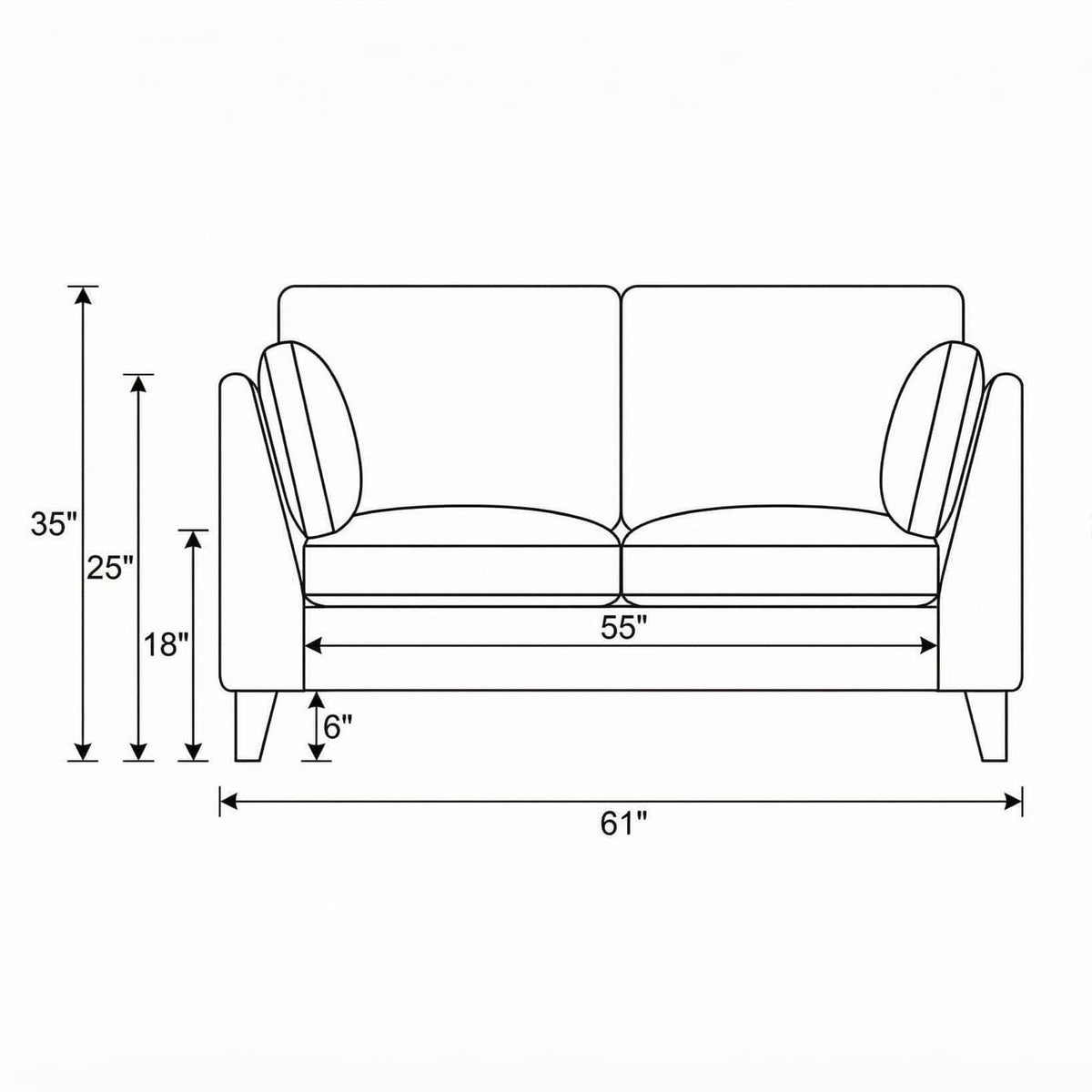 Loveseat Sofa With Upholstery - Gray
