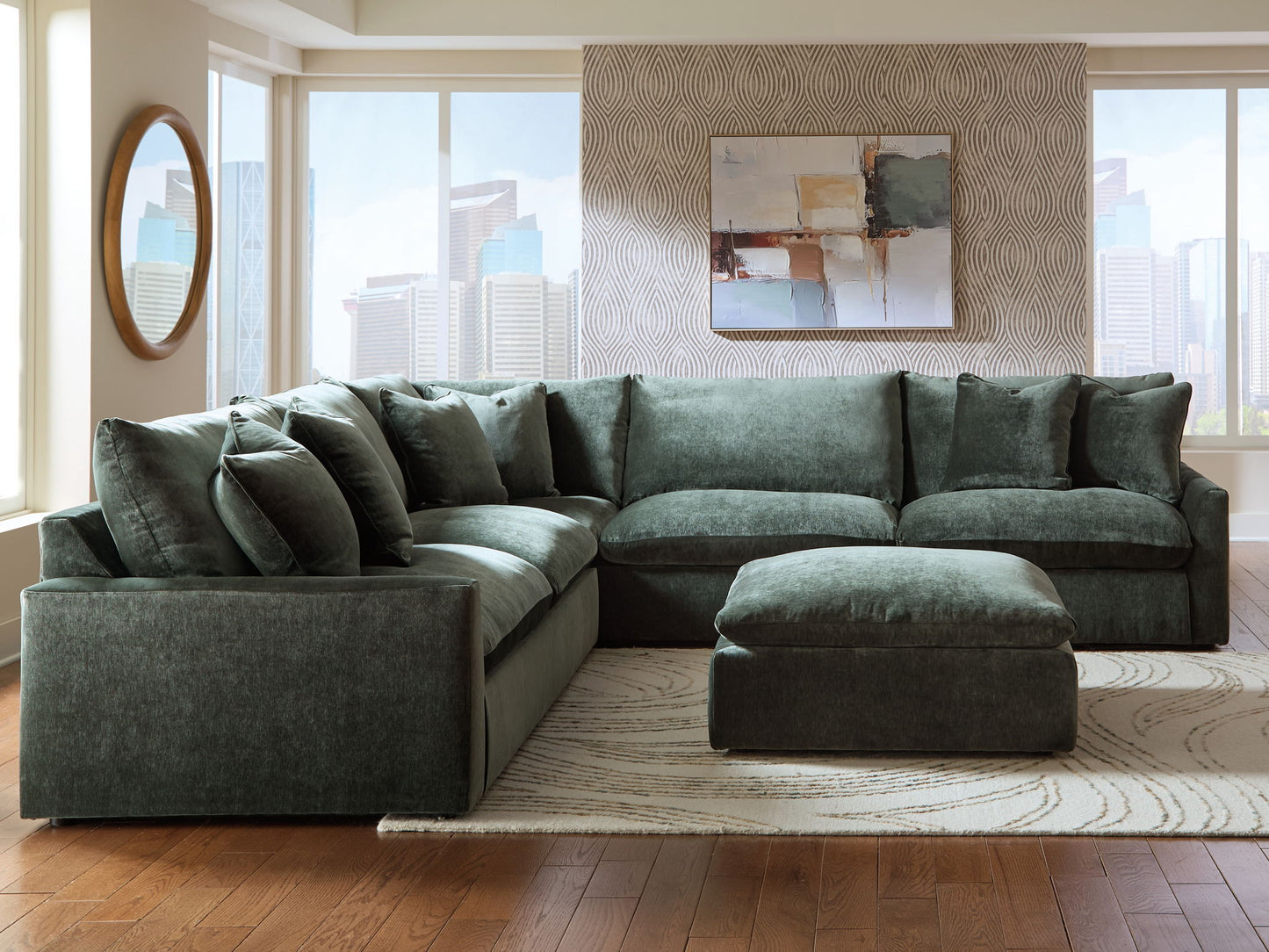 Carriage View - 3-Piece Sectional - Jade