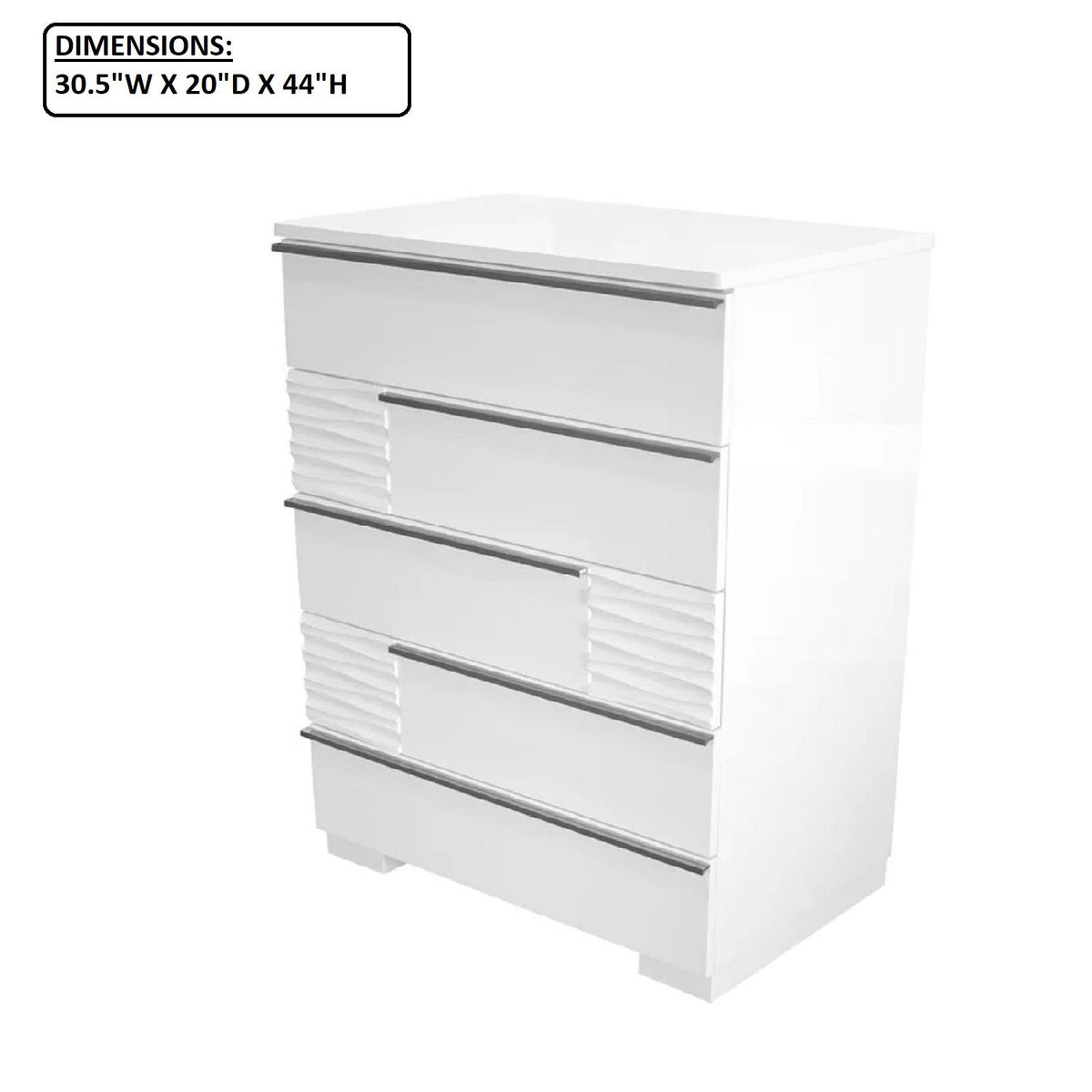5 Drawer Chest, Bedroom - White