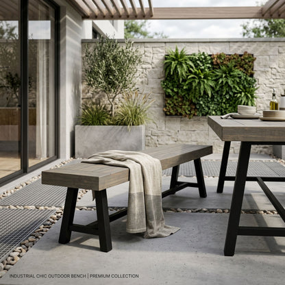 Outdoor Patio Bench - Gray / Black