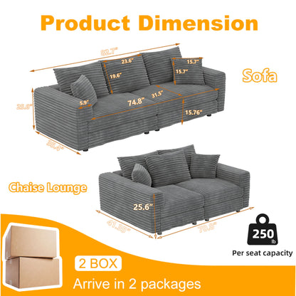 4 Seat Sofa, Modern Comfy Upholstered Sofa Cloud Couch, Deep Seat Couches With Soft Pillows
