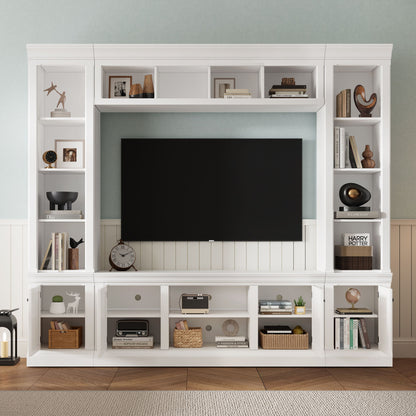 TV Stand With Hutch, Large Entertainment Center With Adjustable Shelves