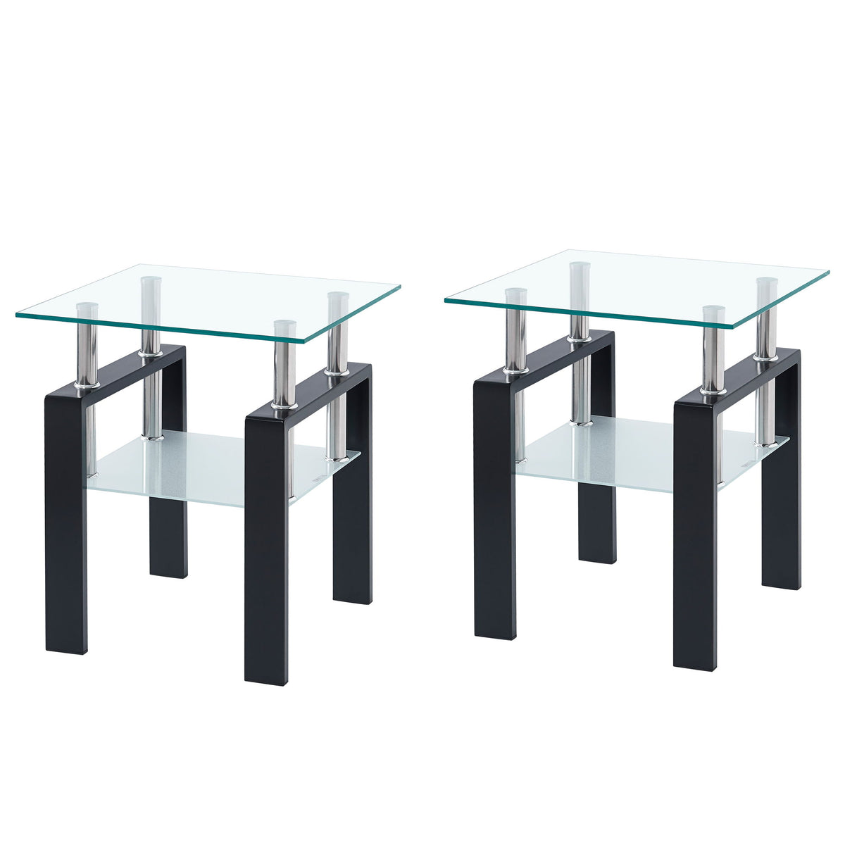 Luxury Modern Tempered Glass Coffee Table With 2 Layers