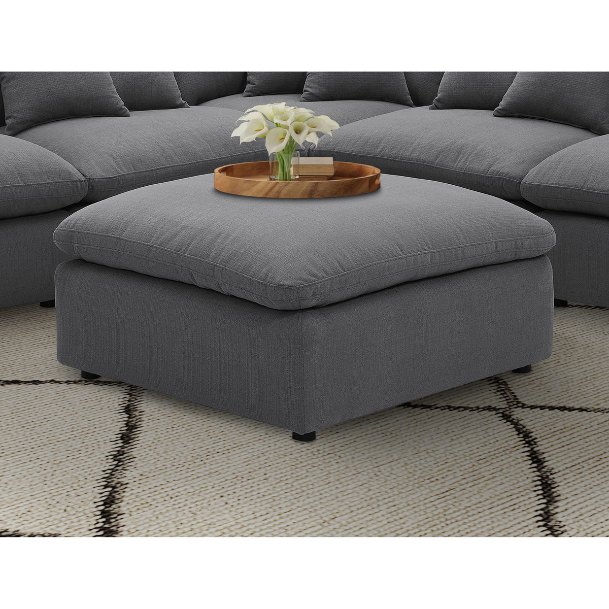 Greeley - Upholstered Square Ottoman With Cushion - Charcoal