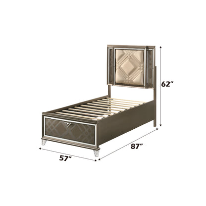 Skylar - Full Bed With LED & Storage - Champagne
