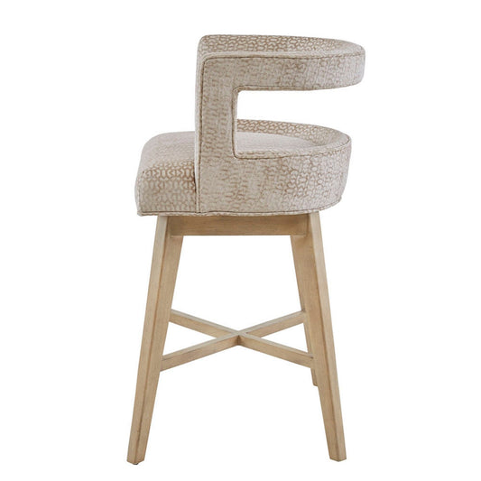 Design Swivel Counter Stool With Low Back Support - Cream