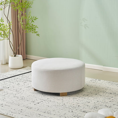 Round Ottoman, Minimalist Footstool - White