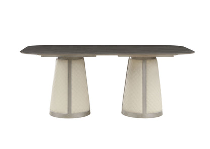 Kasa - Sintered Stone Top Dining Table - Champagne / Stone Gray