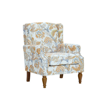 Accent Chair With Floral Upholstery And Nailhead Trim