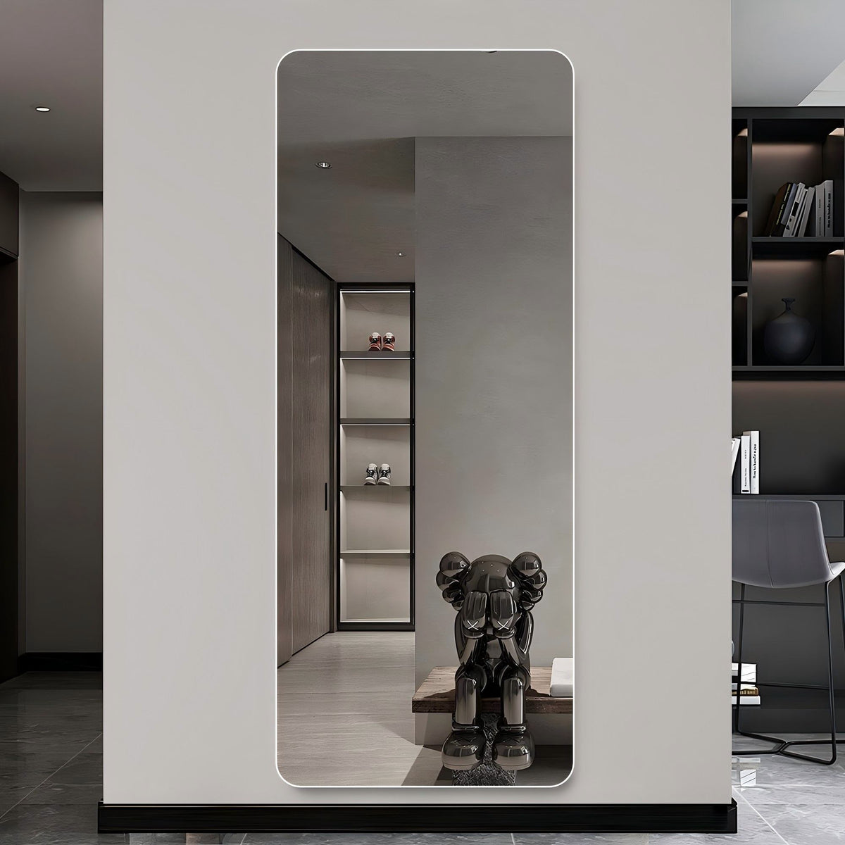 Full Body Round Corner Mirror For Living Room