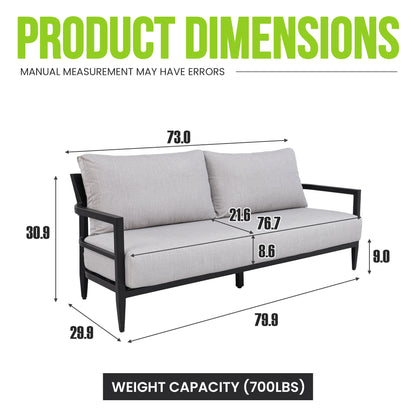 Outdoor Bench Seat Sofa, Sunbrella Cushion, Weather Resistant For Patio - Ember Black