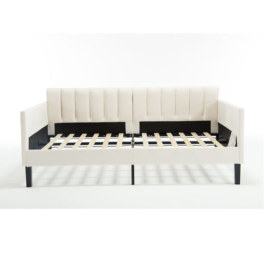 Elena - Boucle Upholstered Daybed, Ribbed Tufted Backrest
