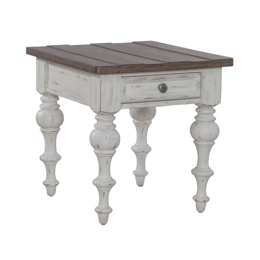 River Place - End Table - Riverstone White & Tobacco