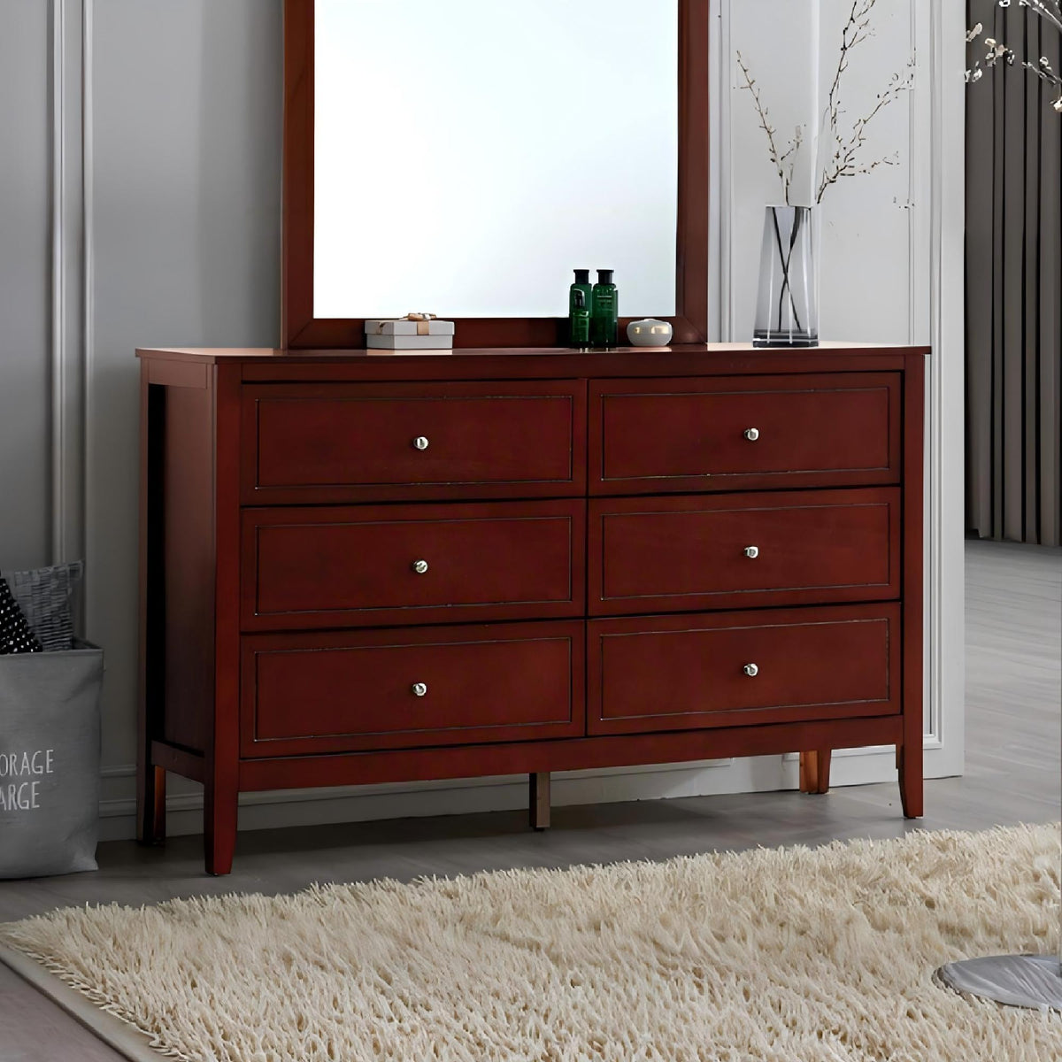 Daniel - Dresser, 6 Drawer Storage - Cherry