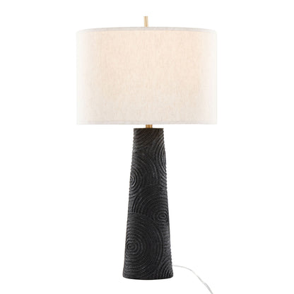 Kona - Contemporary Table Lamp (Set of 2) - Matte Black / Modern Brass / Natural