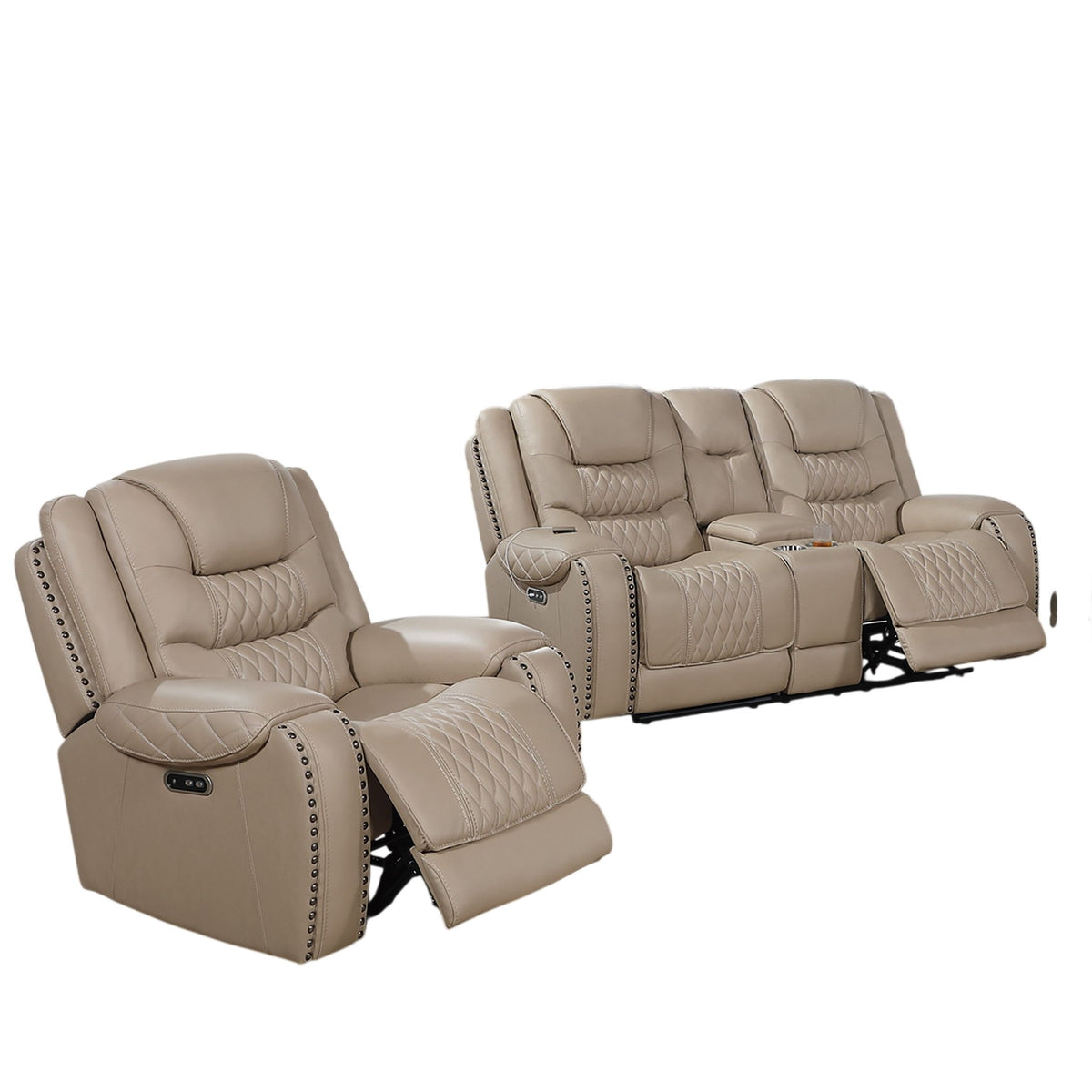 Power Motion Sofa Set With USB Ports And Adjustable Headrests